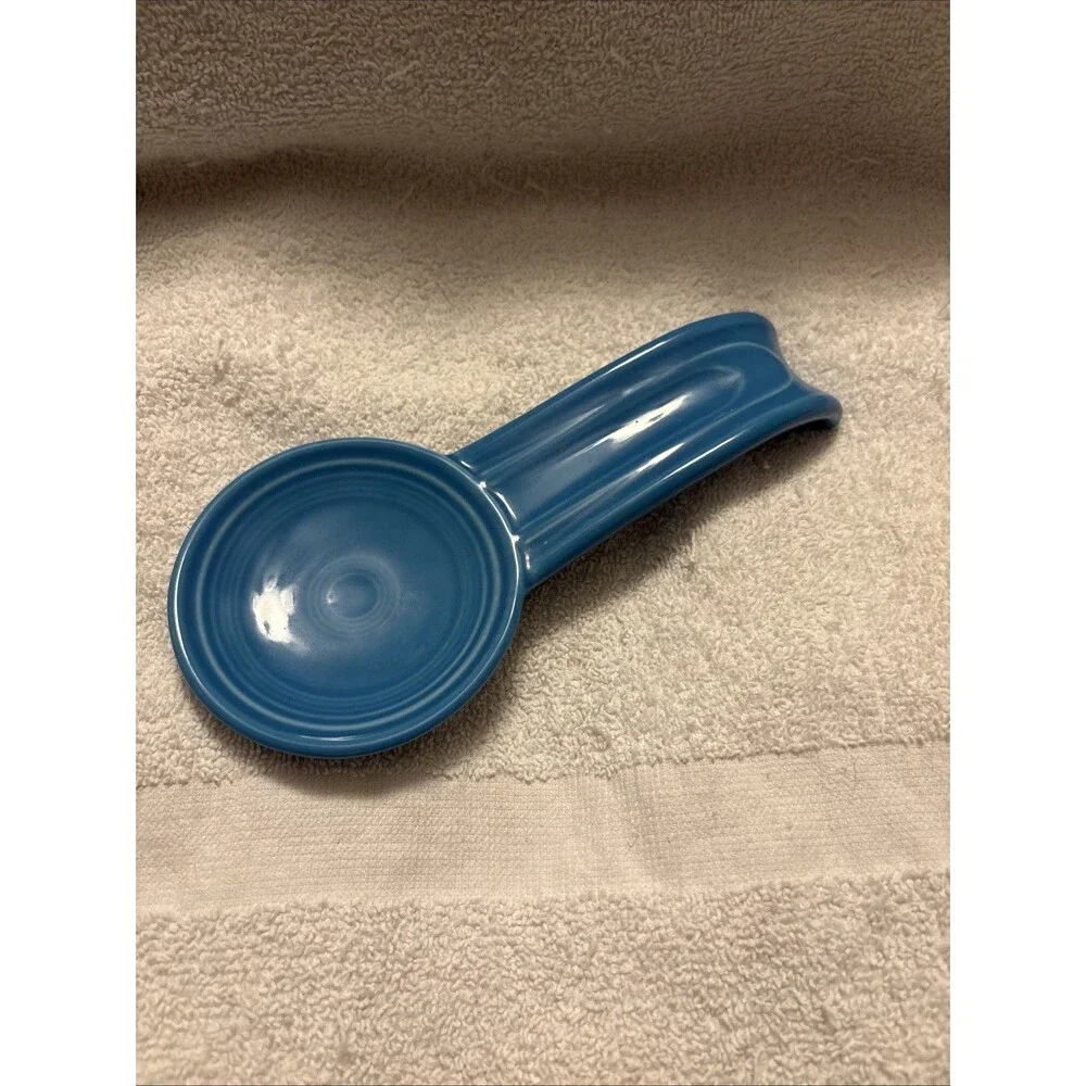 Vintage Fiestaware Collectible Peacock Kitchen  Teal Kitchy Cute Spoon Rest  USA